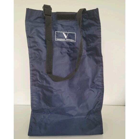 Vincenzo Valentino Shopping Bucket Bag On Wheels Nylon Foldable Navy Blue XL - Picture 1 of 10
